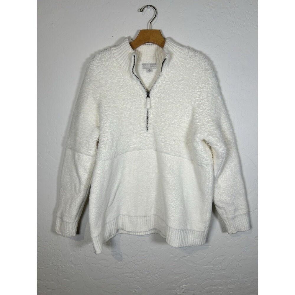 Barefoot Dreams Cozychic Pullover Sweater Womens Size XL Cream Half Zip